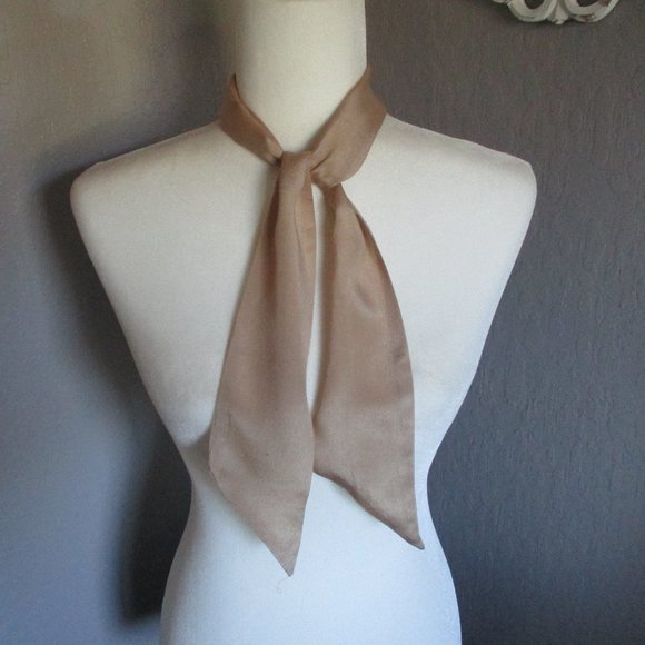 Vintage Accessories - 1990s tan silk pointed end scarf